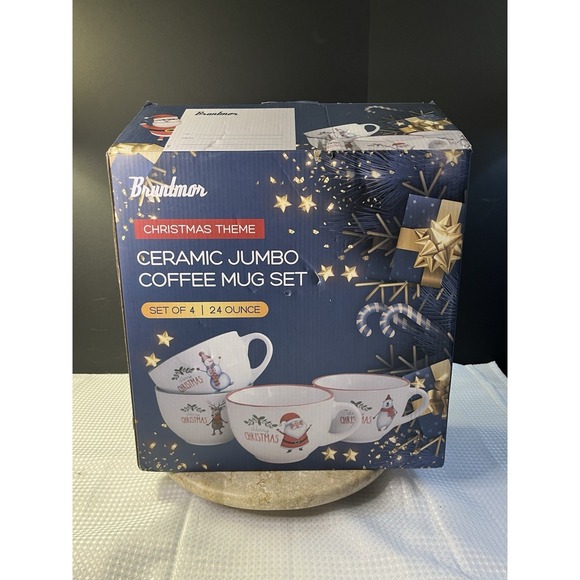 Bruntmor Other - Bruntmor Set Of 4 In Box 24 Oz Jumbo Christmas Cereal/Coffee Mugs